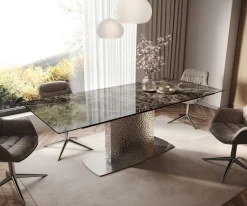 EsstischEdge 180-220x100 Keramik Emperador Extra Lucidato Dunkelbraun Wave Edelstahl ausziehbar Sofort versandfertig