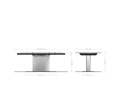 EsstischEdge 180-220x100 Keramik Emperador Extra Lucidato Dunkelbraun Wave Edelstahl ausziehbar Sofort versandfertig