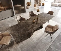 EsstischEdge 200-300x100 Keramik Emperador Extra Lucidato Dunkelbraun W-Gestell Effektfinish Titan ausziehbar Sofort versandfertig
