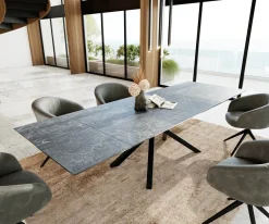 EsstischEdge 200-300x100 Keramik Laminam®Nero Greco Anthrazit Kreuzgestell Rechteck Schwarz ausziehbar Sofort versandfertig