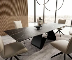 EsstischEdge 200-300x100 Keramik Laminam®Noir Desir Braun W-Gestell Schwarz ausziehbar Sofort versandfertig