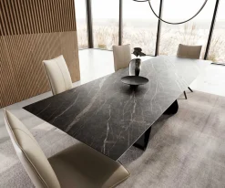 EsstischEdge 200-300x100 Keramik Laminam®Noir Desir Braun W-Gestell Schwarz ausziehbar Sofort versandfertig