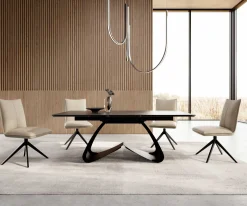 EsstischEdge 200-300x100 Keramik Laminam®Noir Desir Braun W-Gestell Schwarz ausziehbar Sofort versandfertig