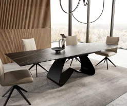 EsstischEdge 200-300x100 Keramik Laminam®Noir Desir Braun W-Gestell Schwarz ausziehbar Sofort versandfertig
