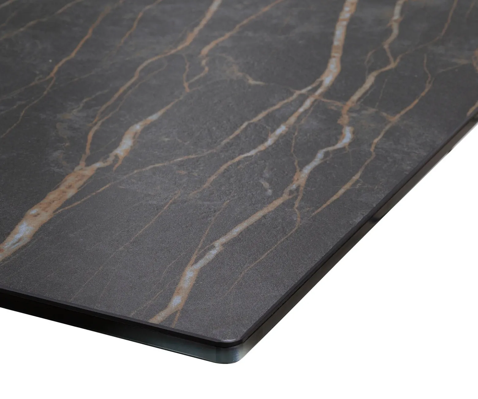 EsstischEdge 200-300x100 Keramik Laminam®Noir Desir Braun W-Gestell Schwarz ausziehbar Sofort versandfertig