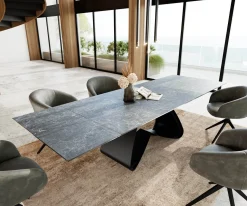 EsstischEdge 200-300x100 Keramik Laminam®Nero Greco Anthrazit W-Gestell Schwarz ausziehbar Sofort versandfertig