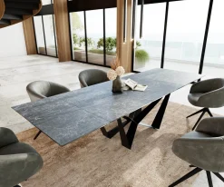 EsstischEdge 200-300x100 Keramik Laminam®Nero Greco Anthrazit Spider Flachstahl Schwarz ausziehbar Sofort versandfertig