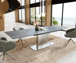 EsstischEdge 200-300x100 Keramik Laminam®Nero Greco Anthrazit Wave Edelstahl ausziehbar Sofort versandfertig