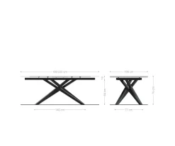 EsstischEdge 180-220x100 Keramik Laminam® Sabbia Eichefarbig Kreuzgestell Rechteck Schwarz ausziehbar Sofort versandfertig