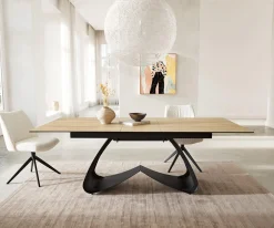 EsstischEdge 180-220x100 Keramik Laminam® Sabbia Eichefarbig W-Gestell Schwarz ausziehbar Sofort versandfertig