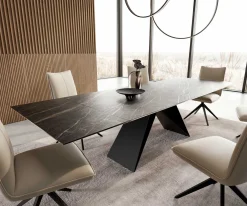 EsstischEdge 200-300x100 Keramik Laminam®Noir Desir Braun V-Gestell Flachstahl Schwarz ausziehbar Sofort versandfertig