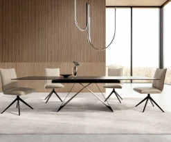 EsstischEdge 200-300x100 Keramik Laminam®Noir Desir Braun V-Gestell Flachstahl Schwarz ausziehbar Sofort versandfertig