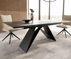 EsstischEdge 200-300x100 Keramik Laminam®Noir Desir Braun V-Gestell Flachstahl Schwarz ausziehbar Sofort versandfertig