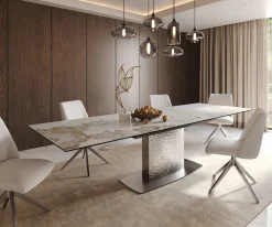 EsstischEdge 200-300x100 Keramik Minas Melange Weiß-Beige Wave Edelstahl ausziehbar Sofort versandfertig