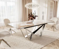 EsstischEdge 180-220x100 Keramik Minas Melange Weiß-Beige Spider Flachstahl Edelstahl ausziehbar Sofort versandfertig