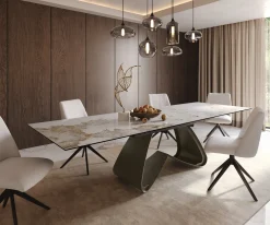 EsstischEdge 200-300x100 Keramik Minas Melange Weiß-Beige W-Gestell Effektfinish Titan Ausziehbar Sofort versandfertig