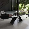 EsstischEdge 200-300x100 Reliefglas Rauchschwarz 3D-Design V-Gestell Flachstahl Schwarz ausziehbar Sofort versandfertig