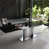 EsstischEdge 200-300x100 Reliefglas Rauchschwarz 3D-Design Wave Edelstahl ausziehbar Sofort versandfertig