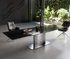 EsstischEdge 200-300x100 Reliefglas Rauchschwarz 3D-Design Wave Edelstahl ausziehbar Sofort versandfertig