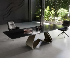 EsstischEdge 200-300x100 Reliefglas Rauchschwarz 3D-Design W-Gestell Effektfinish Titan ausziehbar Sofort versandfertig