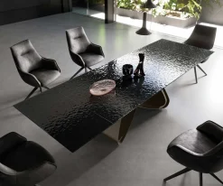 EsstischEdge 200-300x100 Reliefglas Rauchschwarz 3D-Design W-Gestell Effektfinish Titan ausziehbar Sofort versandfertig