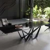 EsstischEdge 200-300x100 Reliefglas Rauchschwarz 3D-Design Spider Flachstahl Schwarz ausziehbar Sofort versandfertig