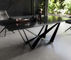 EsstischEdge 200-300x100 Reliefglas Rauchschwarz 3D-Design Spider Flachstahl Schwarz ausziehbar Sofort versandfertig