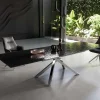 EsstischEdge 200-300x100 Reliefglas Rauchschwarz 3D-Design Kreuzgestell Rechteck Edelstahl ausziehbar Sofort versandfertig