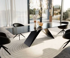 EsstischEdge 300x100 Reliefglas Rauchschwarz 3D-Design V-Gestell Flachstahl Schwarz Sofort versandfertig