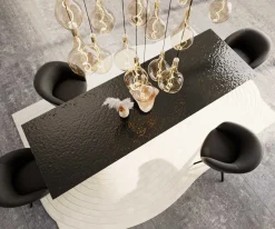 EsstischEdge 300x100 Reliefglas Rauchschwarz 3D-Design V-Gestell Flachstahl Schwarz Sofort versandfertig