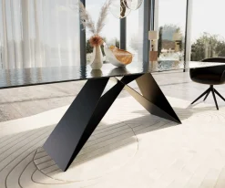 EsstischEdge 300x100 Reliefglas Rauchschwarz 3D-Design V-Gestell Flachstahl Schwarz Sofort versandfertig