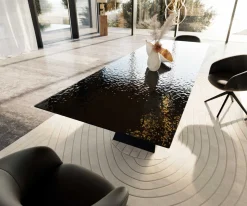 EsstischEdge 300x100 Reliefglas Rauchschwarz 3D-Design V-Gestell Flachstahl Schwarz Sofort versandfertig