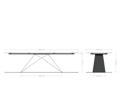 EsstischEdge 300x100 Reliefglas Rauchschwarz 3D-Design V-Gestell Flachstahl Schwarz Sofort versandfertig