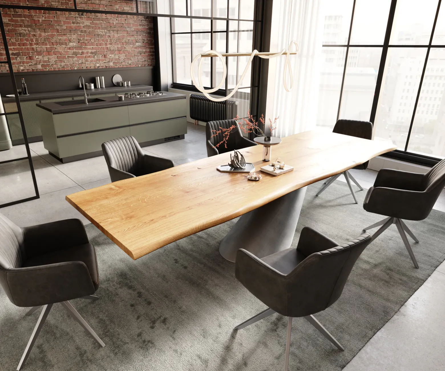 EsstischEdge 300x100x4 Eiche Natur Cono Metallic Silber Live- Versandfertig ca. 02.12.26