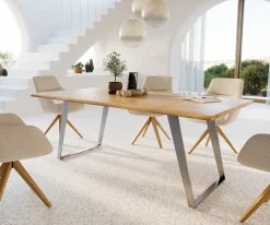 EsstischEdge 200x100x2,5-3 Eiche Natur Edelstahl Schräg Live- Sofort versandfertig
