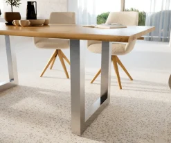EsstischEdge 200x100x2,5-3 Eiche Natur Edelstahl breit Live- Sofort versandfertig