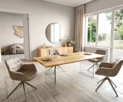 EsstischEdge 200x100x2,5-3 Eiche Natur Glas Live- Sofort versandfertig