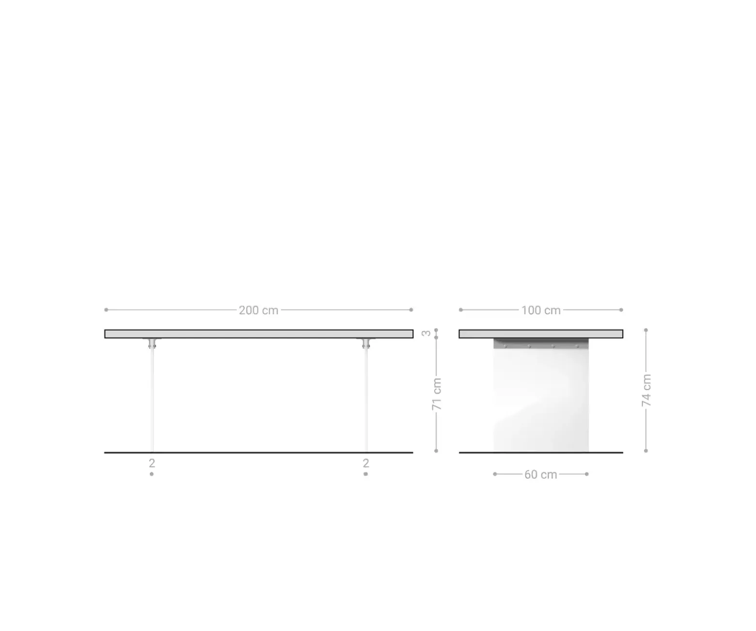 EsstischEdge 200x100x2,5-3 Eiche Natur Glas Live- Sofort versandfertig