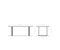 EsstischEdge 200x100x2,5-3 Eiche Natur Metall Schmal schwarz Live- Sofort versandfertig