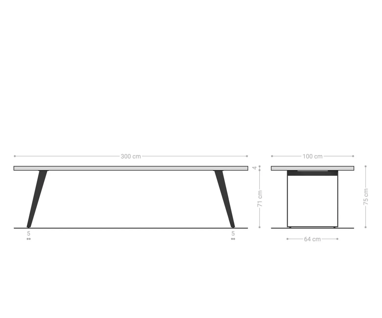 EsstischEdge 300x100x4 Eiche Natur Metall Schräg Schwarz Live- Versandfertig ca. 02.12.26