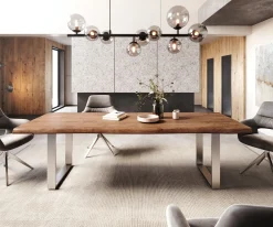 EsstischEdge 260x100 XL Akazie Braun Edelstahl Schmal Live- Sofort versandfertig