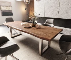 EsstischEdge 260x100 XL Akazie Braun Edelstahl Breit Live- Sofort versandfertig