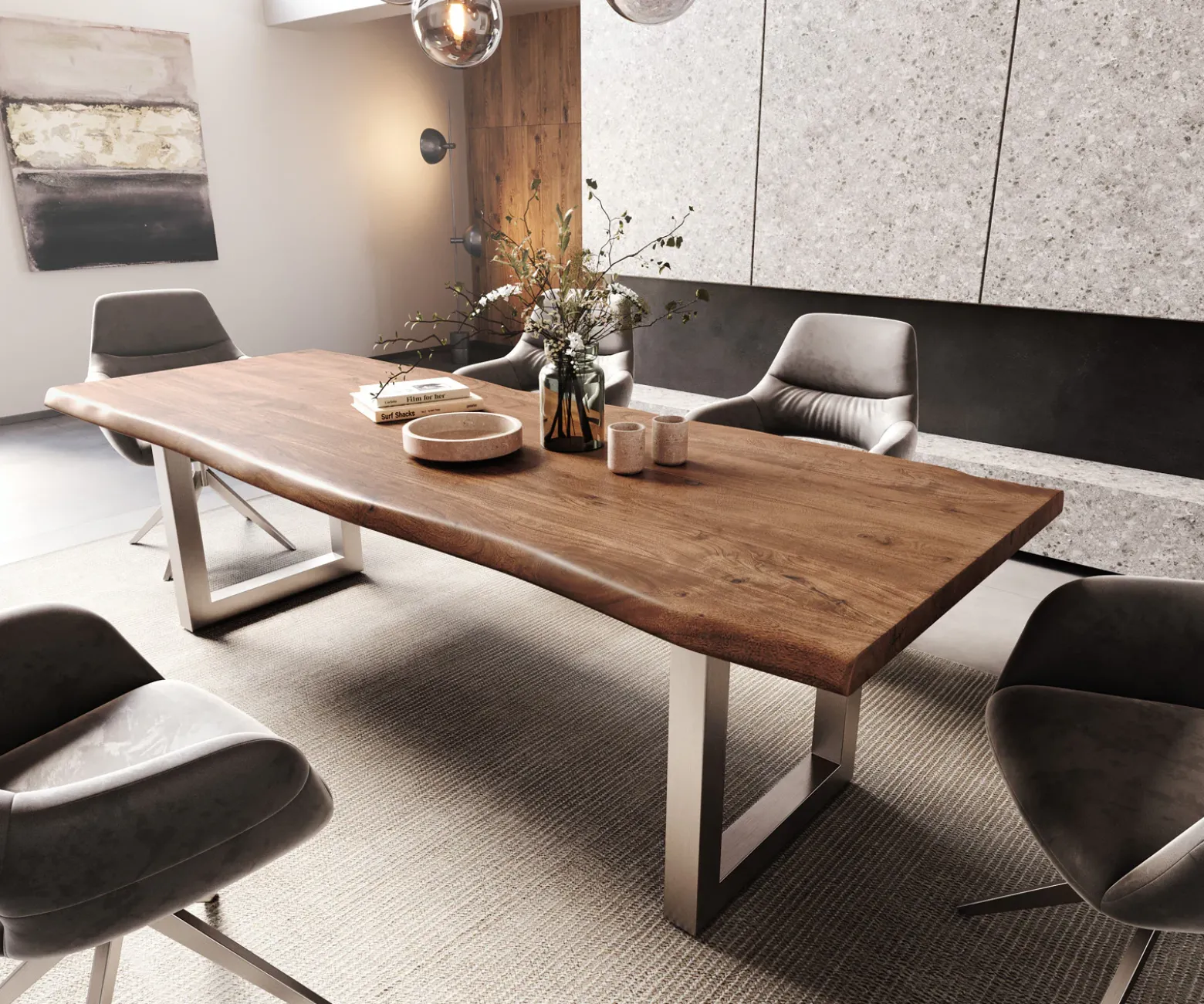 EsstischEdge 260x100 XL Akazie Braun Edelstahl Breit Live- Sofort versandfertig