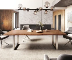 EsstischEdge 260x100 XL Akazie Braun Edelstahl Breit Live- Sofort versandfertig