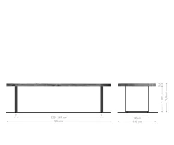 EsstischEdge 300x100 XL Akazie Braun Metall Schmal schwarz Live- Versandfertig ca. 07.11.26