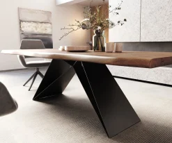 EsstischEdge 260x100 XL Akazie Braun V-Gestell Flachstahl Schwarz Live- Sofort versandfertig