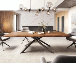 EsstischEdge 260x100 XL Akazie Braun Kreuzgestell Rechteck Schwarz Live- Sofort versandfertig