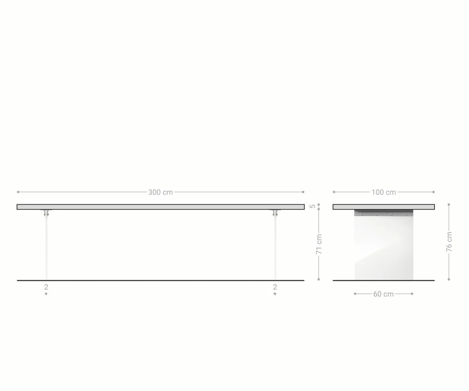 EsstischEdge 300x100 XL Akazie Braun Glas Live- Versandfertig ca. 07.11.26