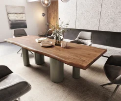 EsstischEdge 260x100 XL Akazie Braun Pilier Metall Effektfinish Titan Live- Sofort versandfertig