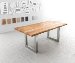 EsstischEdge 200x100 XL Akazie Natur Edelstahl Breit Live- Sofort versandfertig